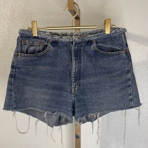 Levi's Blue Frayed Jean Shorts